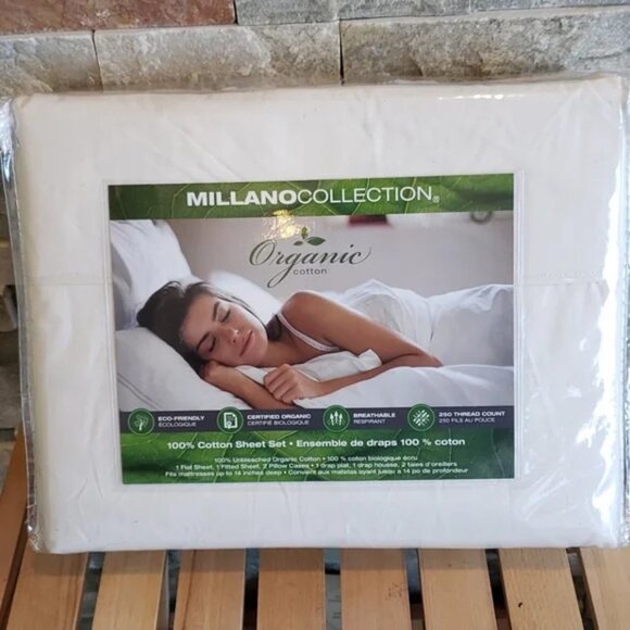 Millano Organic Cotton 4-Piece Sheet Set Ivory - Picture 4 of 4